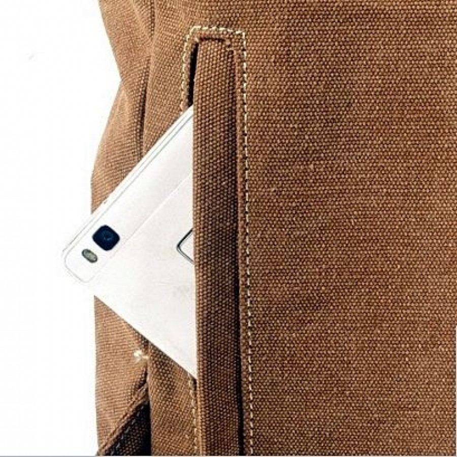 P6 Duży plecak hipsterski zgrubej bawełny i skóry. Męski / damski 5 kolorów. Laptop 17"